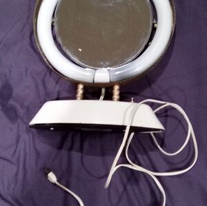Vintage Mcm Illuminated Vanity Mirror with Stand